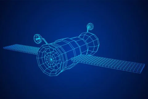 Space station communications satellite Stock Illustration