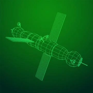 Space station communications satellite Stock Illustration