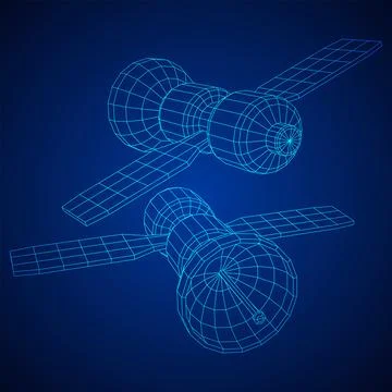 Space station communications satellite. Illustrazione stock