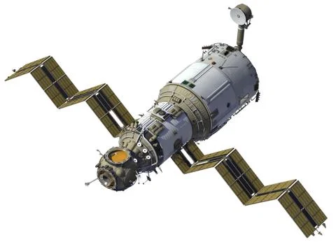 Space station deploys solar panels Stock Illustration