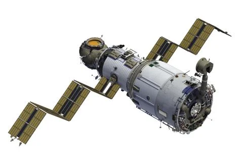 Space Station Deploys Solar Panels Stock Illustration