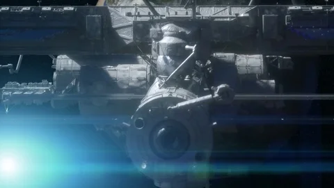 Space station on the earth background 3D render Video stock 71799033