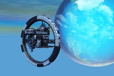 Space Station in Earth Orbit Stock Illustration
