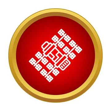 Space station icon orbiting earth communicating data 스톡 일러스트