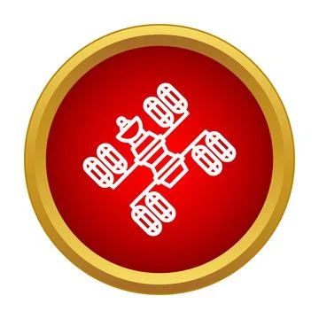 Space station icon representing orbital research and technology Stock Illustration