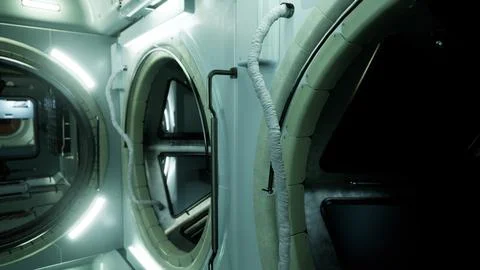 Space station interior in space Stock Illustration