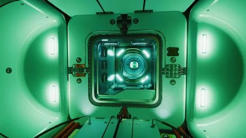 Space station interior in space Stock Illustration
