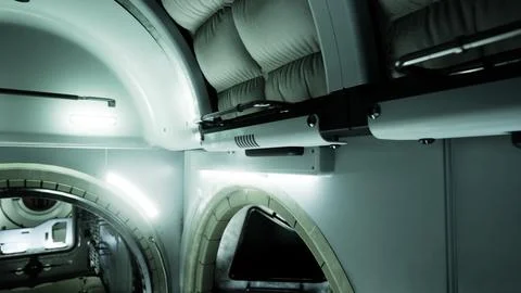 Space station interior in space Stock Illustration