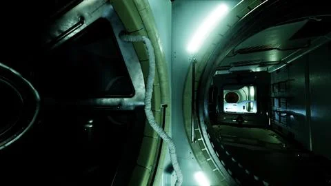 Space station interior in space Stock Illustration