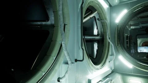 Space station interior in space Stock Illustration