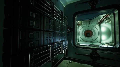 Space station interior in space Stock Illustration