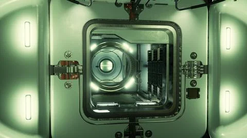 Space station interior in space Stock Illustration