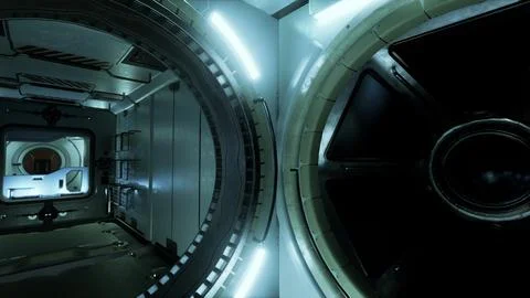Space station interior in space Stock Illustration