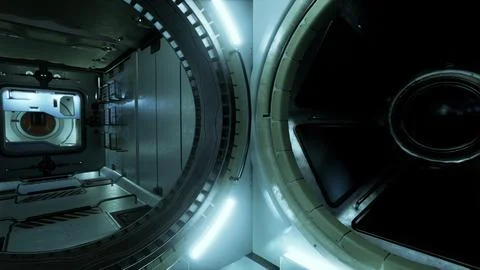 Space station interior in space Stock Illustration