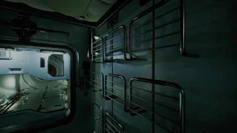 Space station interior in space Stock Illustration