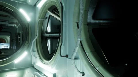 Space station interior in space Stock Illustration