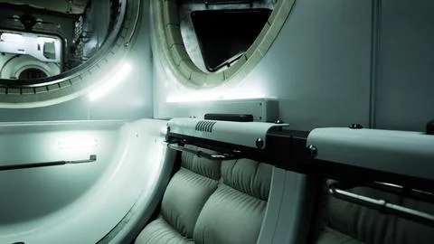 Space station interior in space Stock Illustration
