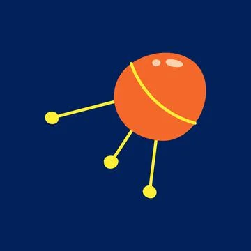 Space station isolated vector illustration, satellite flight flat style Stock Illustration