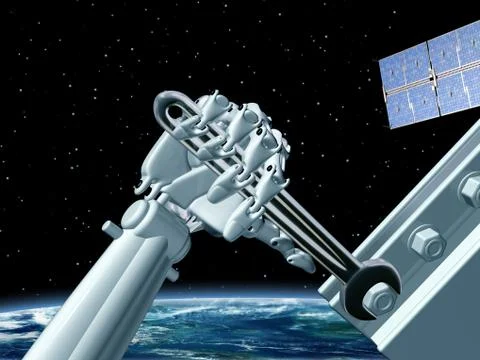 Space station maintenance Stock Illustration
