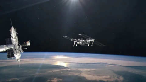 The Space Station MIR in Orbit of Planet Earth as the International Space Stock Footage 226306134