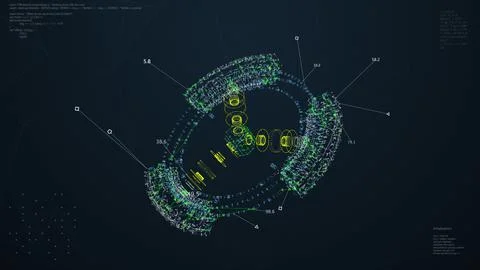 Space Station Model UI Screen. Space Object HUD Animation. Stock Illustration