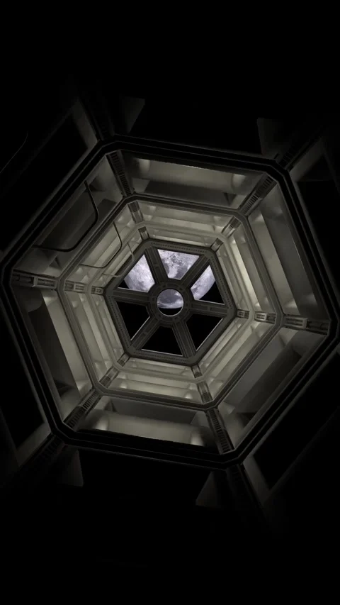 Space Station Orbit Animation. Moon Scientific Exploration 库存影片 335028394