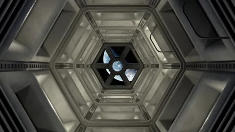 Space Station Orbit Animation. Outer Space Scientific Exploration Scene. Video stock 334744071