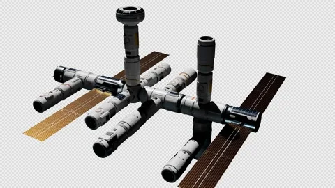 The space station in orbit. the concept of space technology of the near futur Stock Footage 219808060