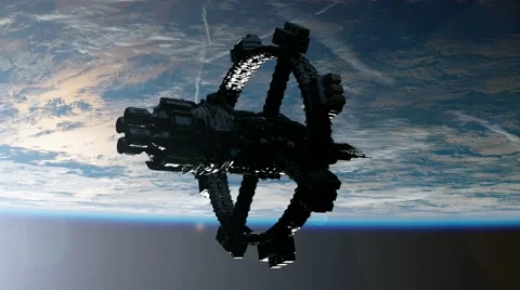 Space Station Orbiting Earth. Elements of this image furnished by NASA. Stock Footage 68629324