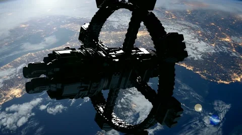 Space Station Orbiting Earth. Elements of this image furnished by NASA. Stock Footage 68754204