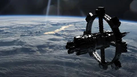 Space Station Orbiting Earth. Elements of this image furnished by NASA Stock Photos