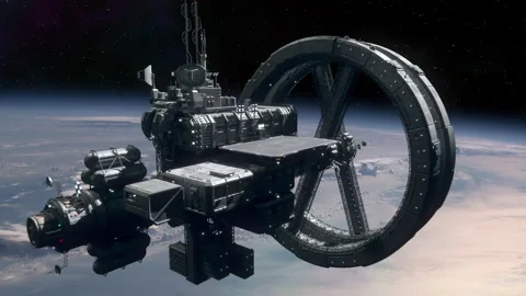 Space Station Orbiting a Planet. Stock Footage 165280002