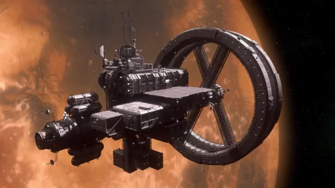 Space Station Orbiting a Planet. Stock Footage 167268792