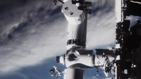 Space station orbits Earth while capturing stunning view of the planet Stock Footage 344864332