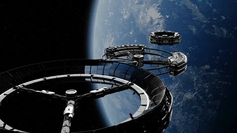 Space Station Over Earth Low Poly Loops 4K Stock Footage 117802853