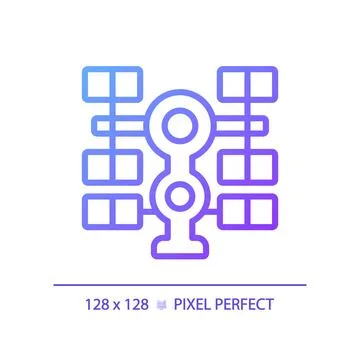 Space station pixel perfect gradient linear vector icon Stock Illustration