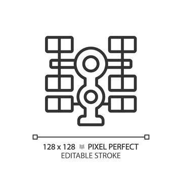 Space station pixel perfect linear icon Illustrazione stock