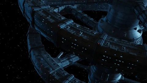 Space Station Rings Rotating Stock Footage 105583651