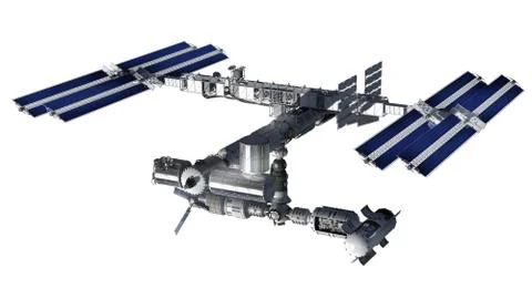 Space station satellite with isolation path on white Stock-Illustration