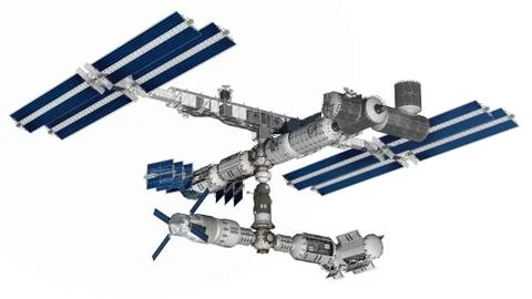 Space station satellite with isolation path on white 스톡 일러스트