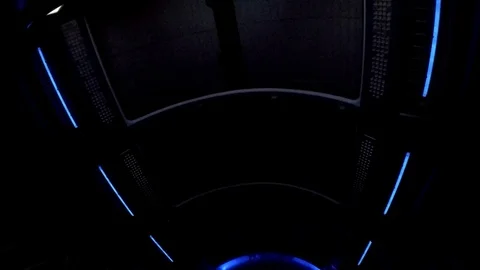 Space station simulation opening upon Earth Stock Footage 100171891