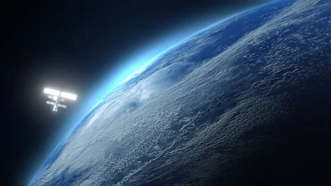 Space station in space orbiting the globe Stock Footage 196090181