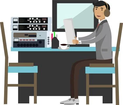 Space station worker at workplace vector icon isolated on white Stock Illustration