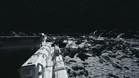 Space station workshop. Extraterrestrial maintenance zone with robots 스톡 동영상 341833032