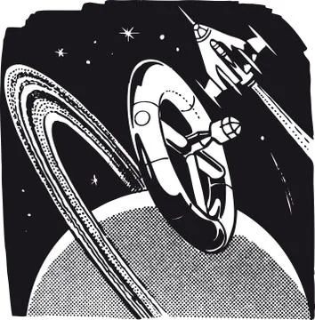 Space station X-9, Retro Vector Illustration Stock Illustration