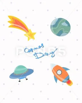Space stickers collection Modello PSD