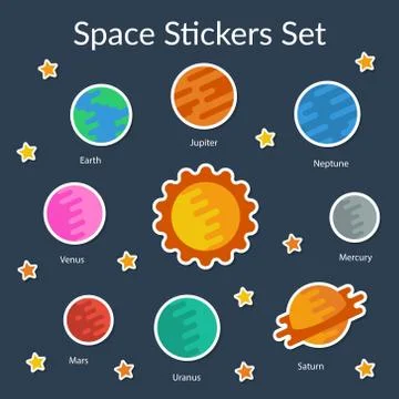 Space stickers set Stock Illustration