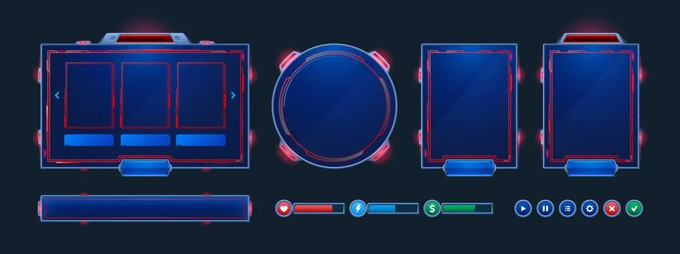Space stream overlay, game twitch ui frame, border Stock Illustration