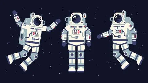Space suit in different poses イラスト素材