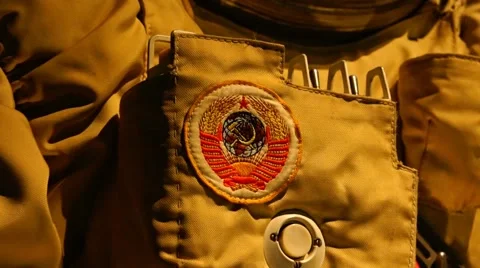 The space suit to fly in outer space. The slow movement of the camera back. Stock Footage 68796033